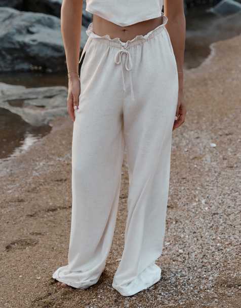 4th & Reckless x Loz Vassallo - Tulum - Pantaloni da mare in lino beige in coordinato - view 1