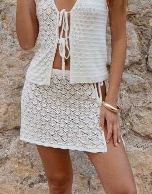 4th & Reckless X Luana Barron Crochet Tie Split Side Mini Beach Skirt