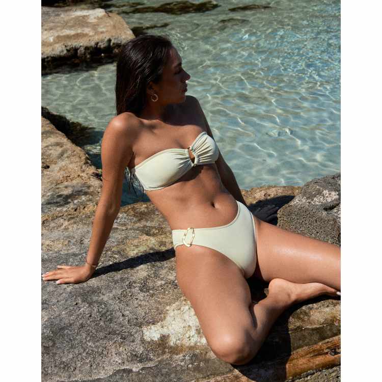 4th & Reckless x Luana Barron high leg gold hardware detail bikini