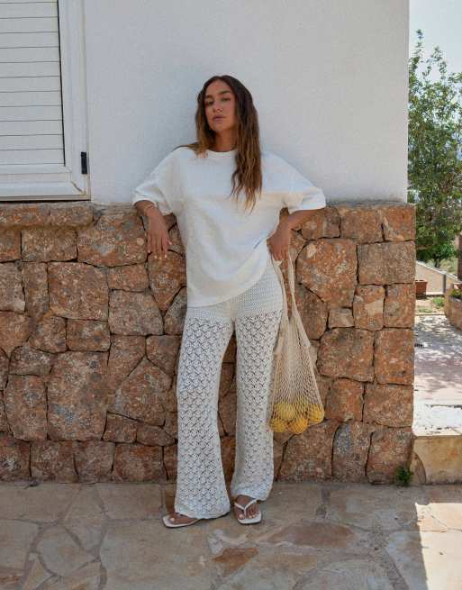 4th & Reckless x Luana Barron - Katoenen oversized T-shirt met geborduurde zon in wit, 3 van 4