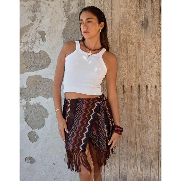 ラップスカートカバーアップ【RONRON】LAYERED KNIT BEACH SKIRT Skirt - RONRON 론론