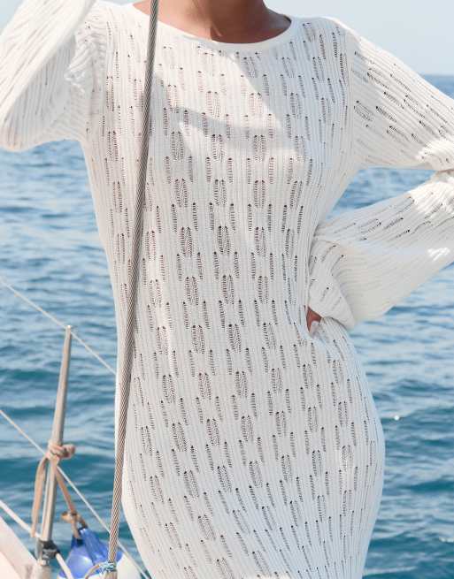 ワンピース THE SHISHIKUI Alpaca knit dress White Baby Alpaca Cable-Knit Sundress – Alpaca Boutique