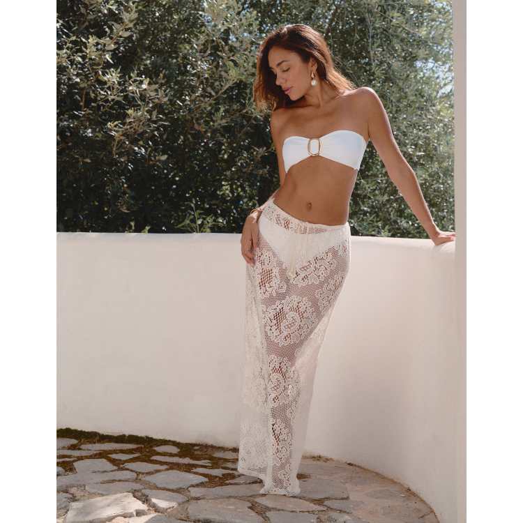 4th & Reckless x Luana Barron rose crochet maxi beach skirt