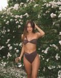 [4th & Reckless] 4th & Reckless x Luana Barron ruched high waist bikini bottoms in chocolate (part of a set)-Brown 16 Chocolate