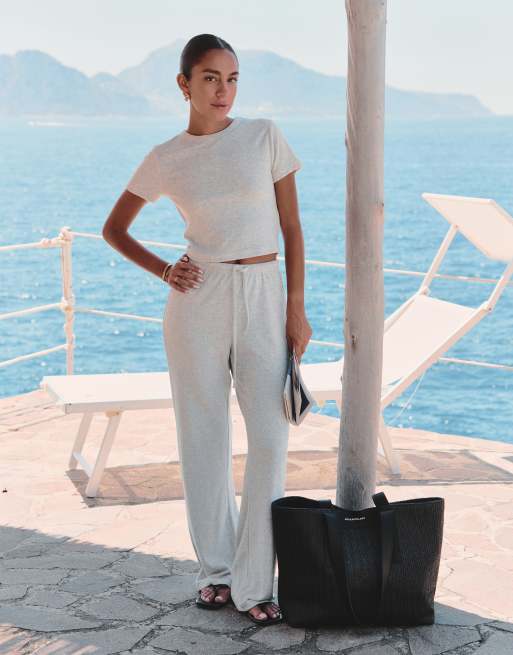 4th & Reckless x Luana Barron Sabine towelling lounge pants in grey 