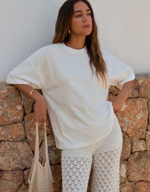4th & Reckless x Luana Barron – Soleil – Strand-T-Shirt in Weiß mit Oversize-Schnitt 