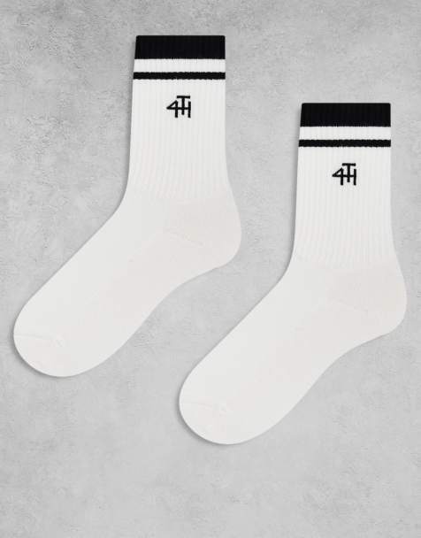 4th & Reckless – Zestaw 2 par białych skarpetek do łydki z haftowanym kontrastowym logo - view 1
