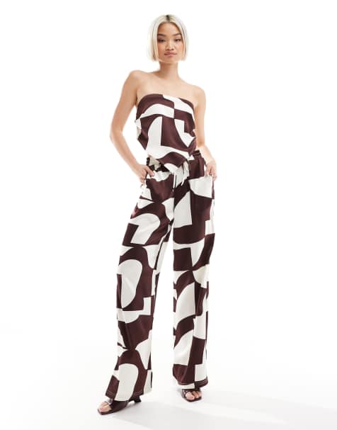 4th & Reckless - Ensemble top bandeau et pantalon ample en satin - view 1