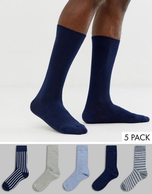 5-pak stribede sokker fra Burton Menswear-Multifarvet
