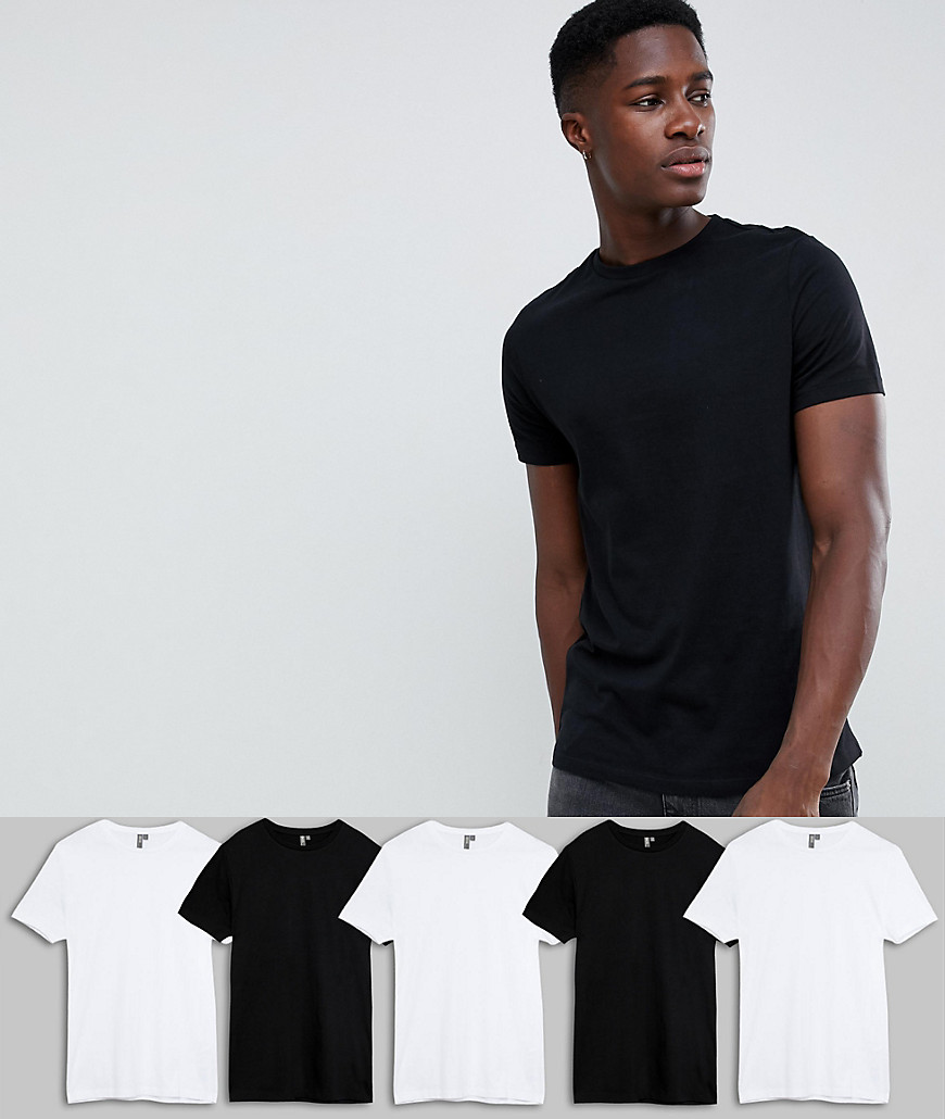 5-pakke økologisk T-shirt med rund hals fra ASOS DESIGN spar-Multifarvet