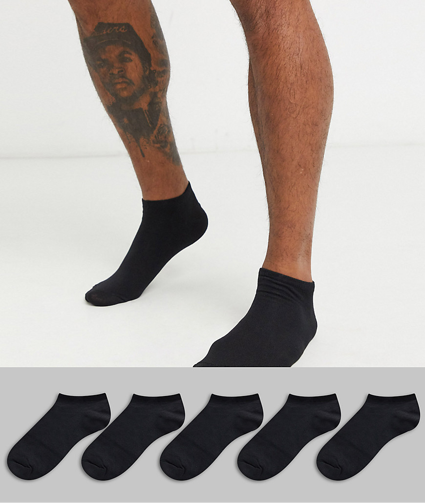 фото 5 пар черных спортивных носков new look-черный