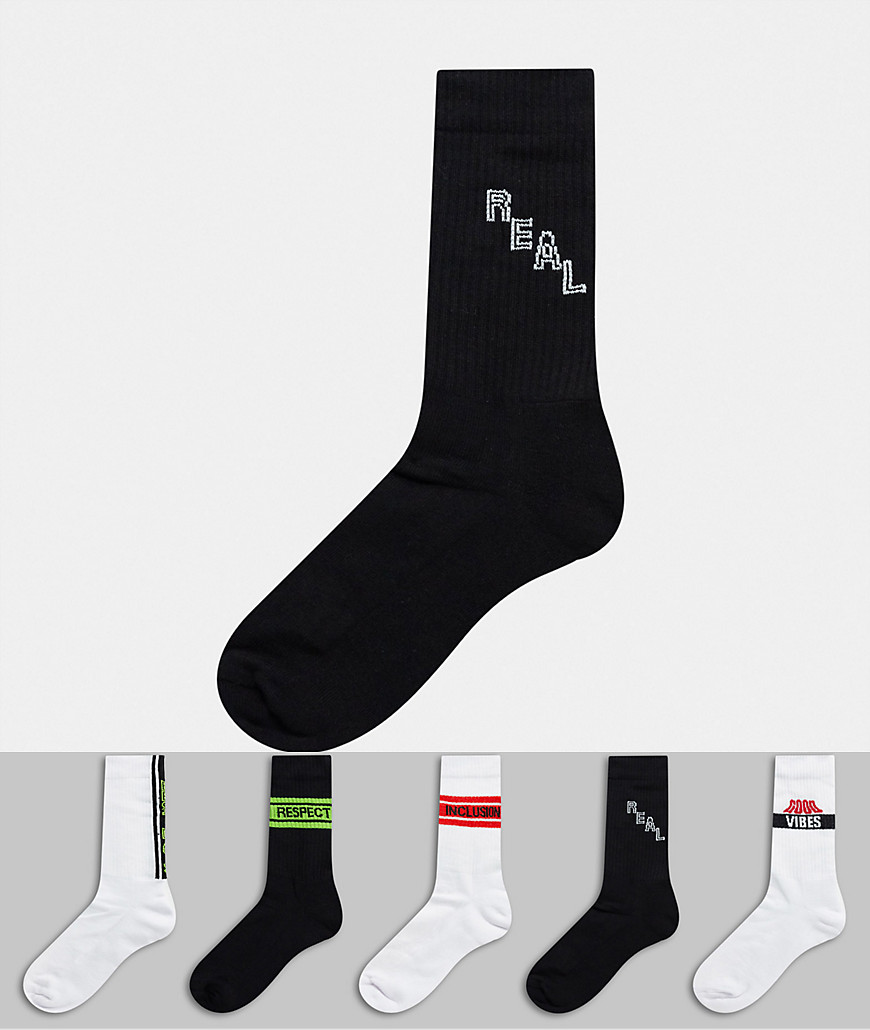 фото 5 пар спортивных носков с логотипом asos design-мульти