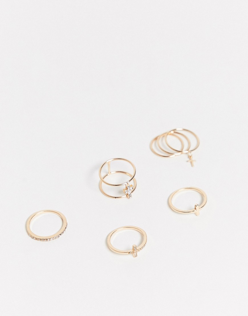 фото 5 золотистых минималистичных наборных колец aldo-золотой