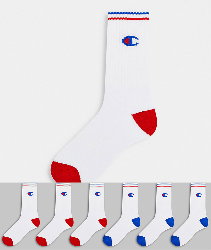 фото 6 пар белых носков с логотипом champion-белый