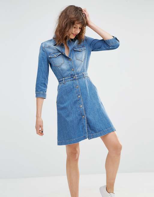 maskinskriver stavelse lektie 7 For All Mankind Button Front Denim Shirt Dress | ASOS