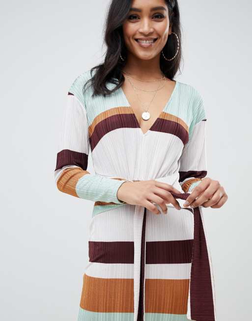 70 Midikjole i Stribet rib med snøre i front fra ASOS DESIGN, 3 af 4