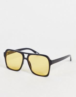 Topshop 70'S rectangle sunglasses in black