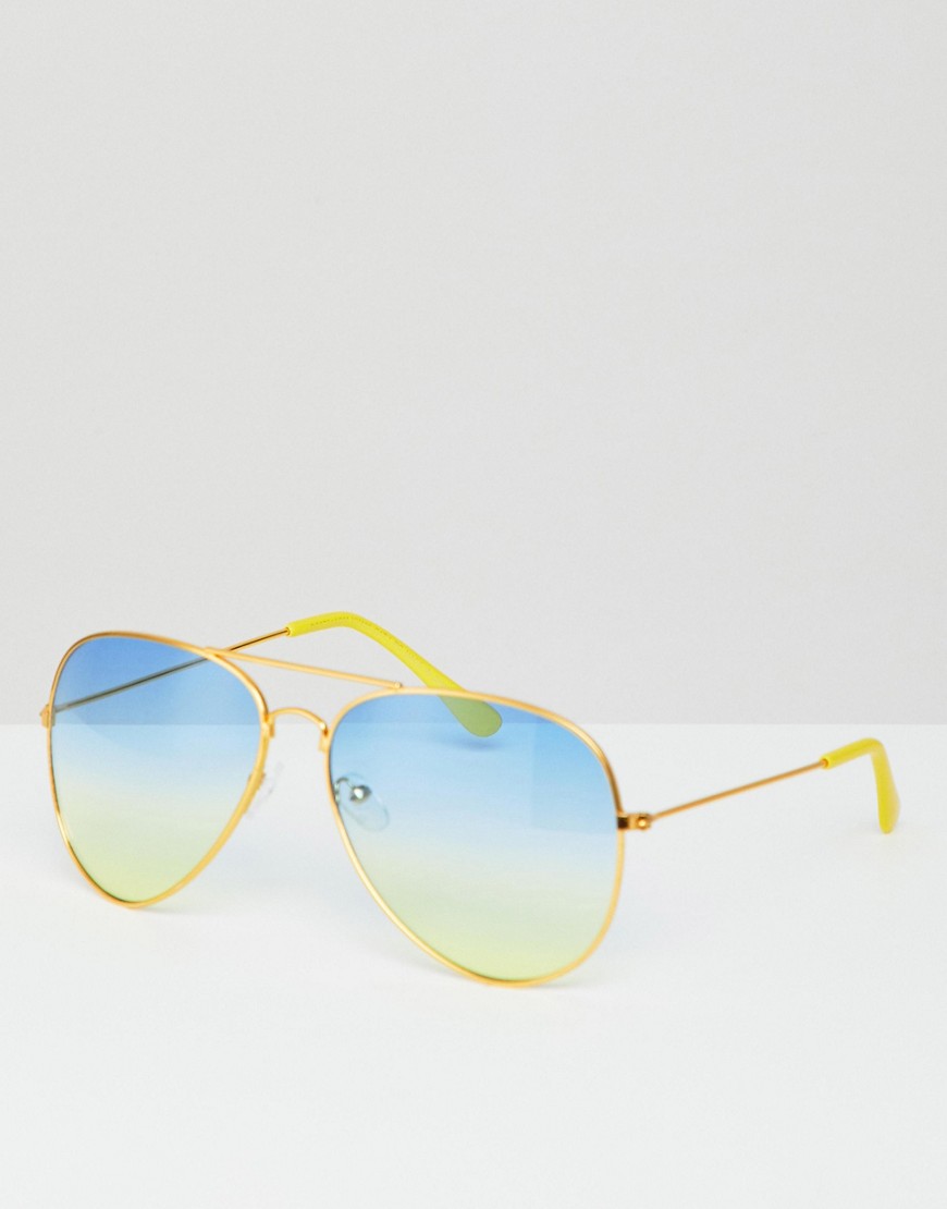 7X Avaitor – Pilotsolglasögon med brunfärgat glas-Blå