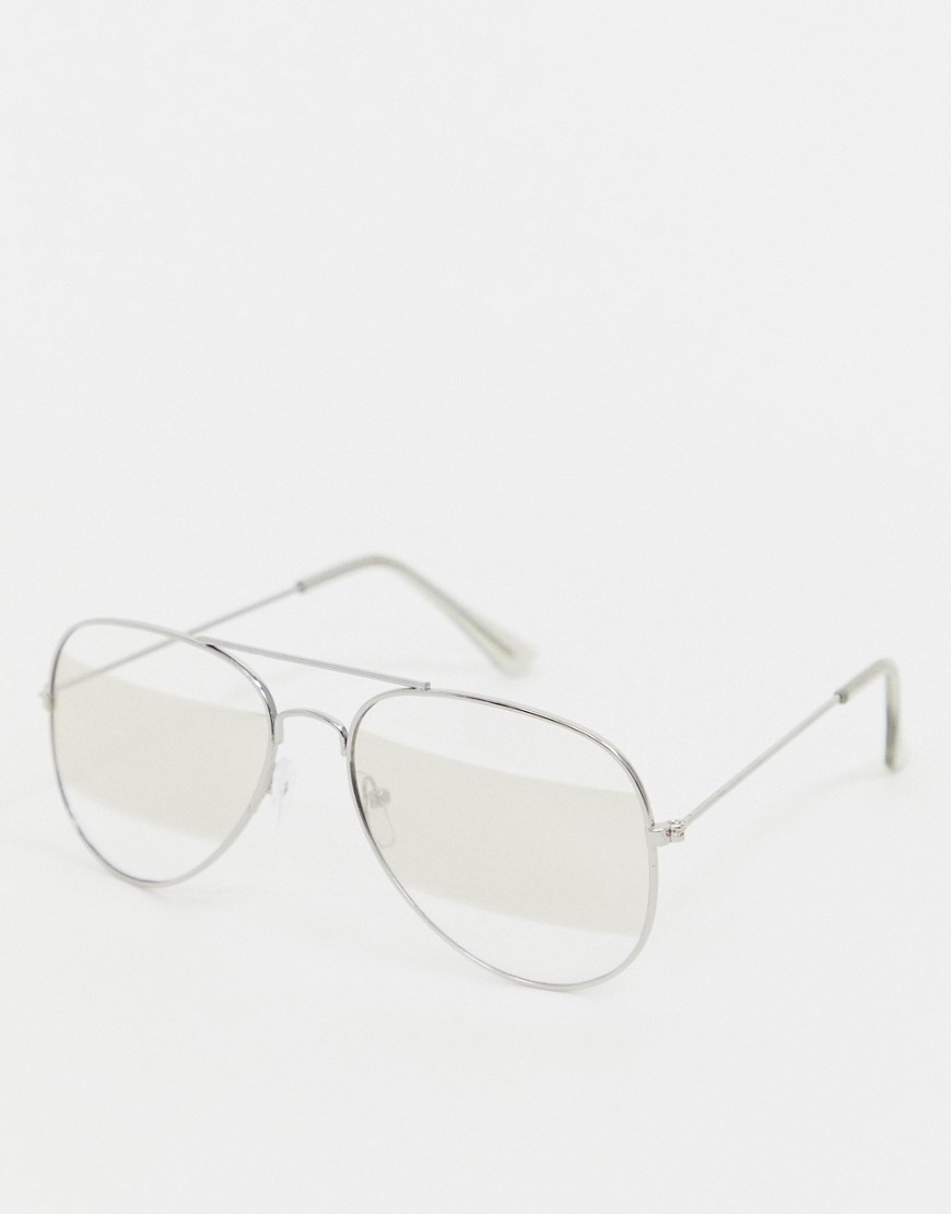7x – Aviator solglasögon med färgat, randigt glas-Silver