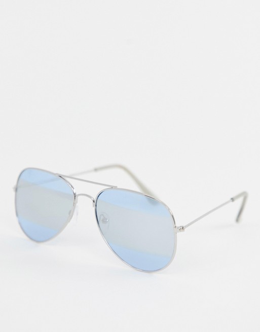 7x Aviator Sunglasses With Mirror Stripe Lens