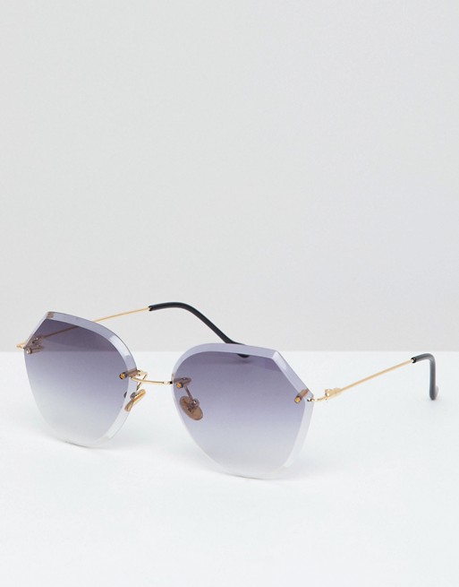 7X Jewel Shaped Double Lens Sunglasses In Ombre