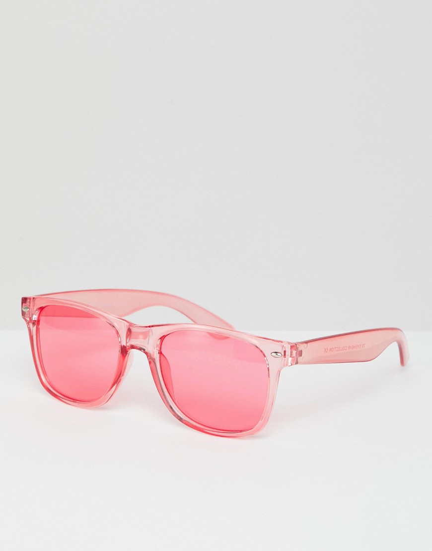 7X - Occhiali da sole trasparenti con colorazione rosa