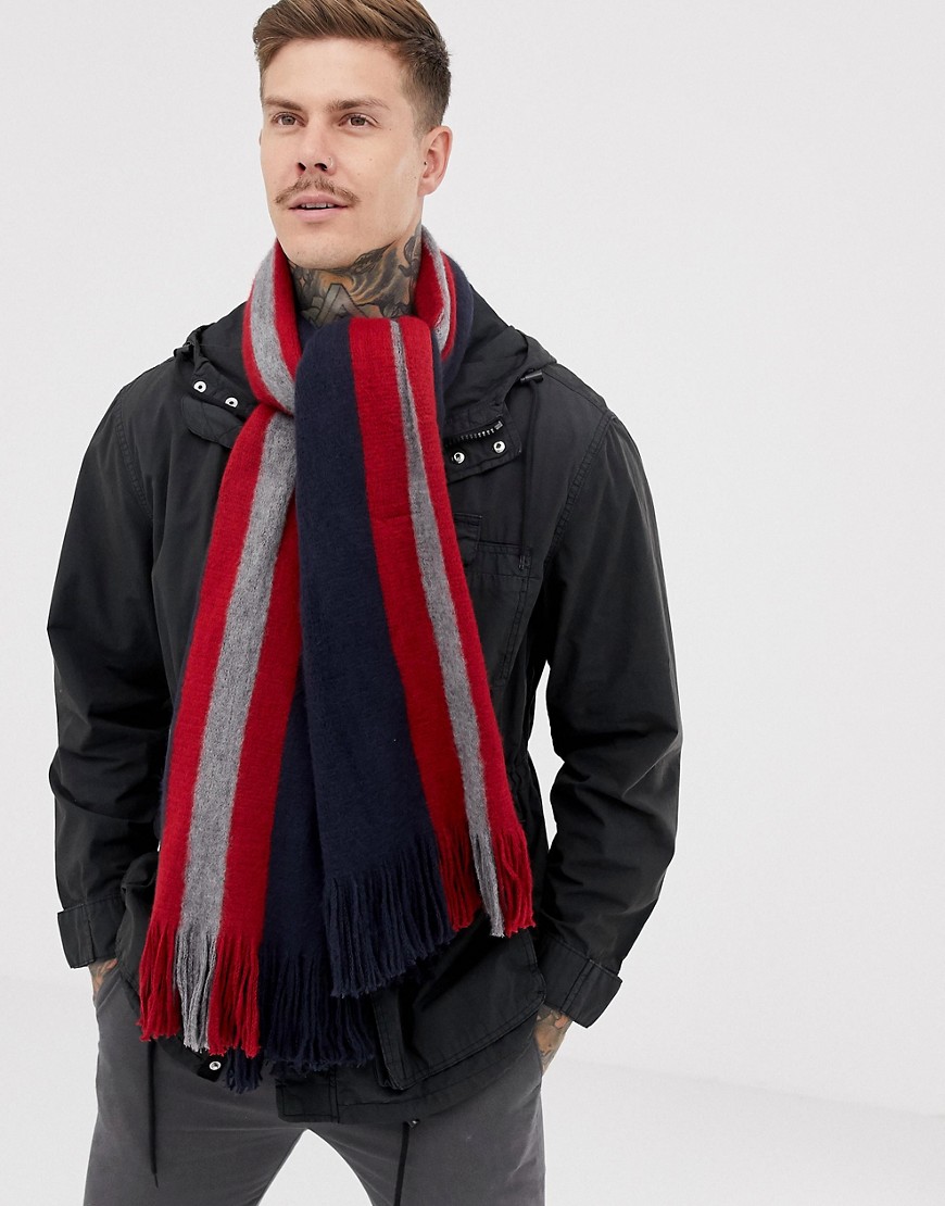 7X – Randig scarf-Marinblå