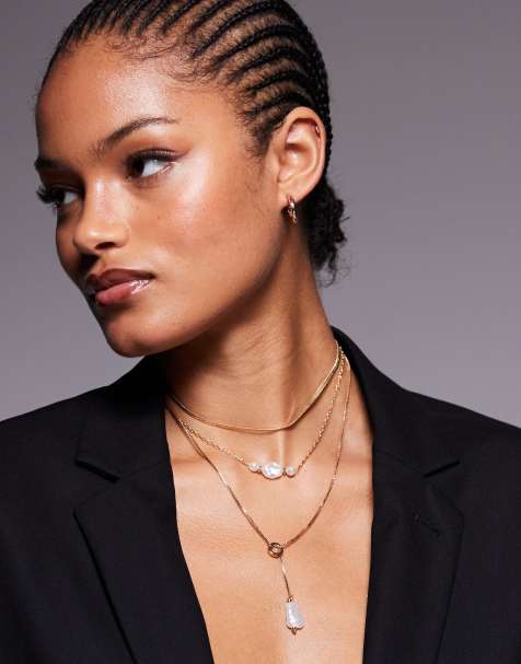 8 Other Reasons 18ct gold plated multirow circle drop and pearl pendant necklace - view 1