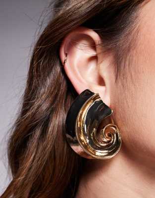 8 Other Reasons 8 Other Reasons 18ct gold plated swirl stud statement stud earrings