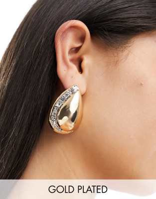 18k gold plated embellished teardrop earrings