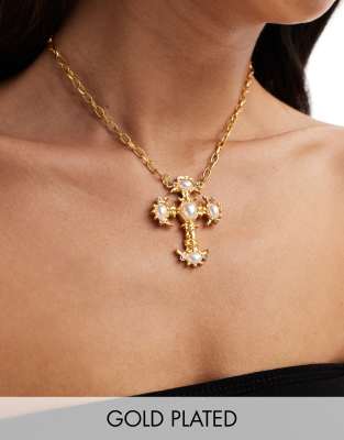 8 Other Reasons 8 Other Reasons 18k gold plated large cross pendant necklace
