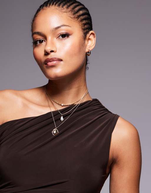 8 Other Reasons 18k gold plated multirow circle drop and pearl pendant necklace, 3 of 4