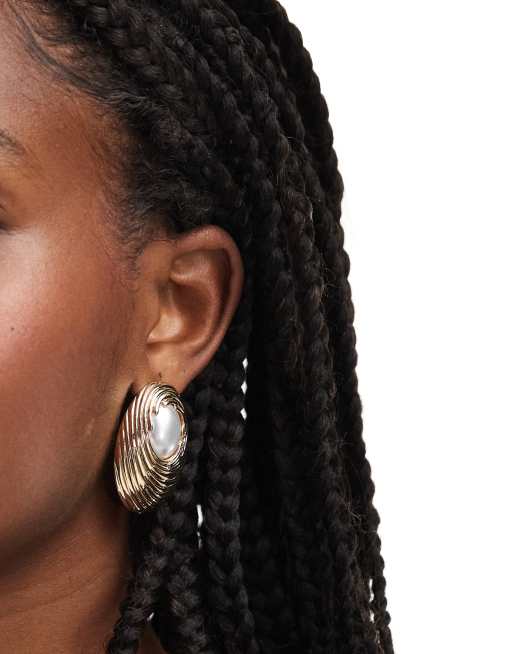 8 Other Reasons 18k gold plated pearl detail oversized stud earrings , 2 of 4