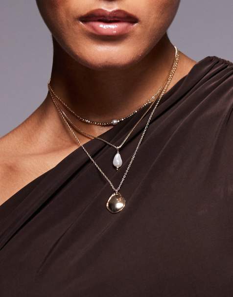8 Other Reasons 18kt gold plated multirow circle drop and pearl pendant necklace - view 1