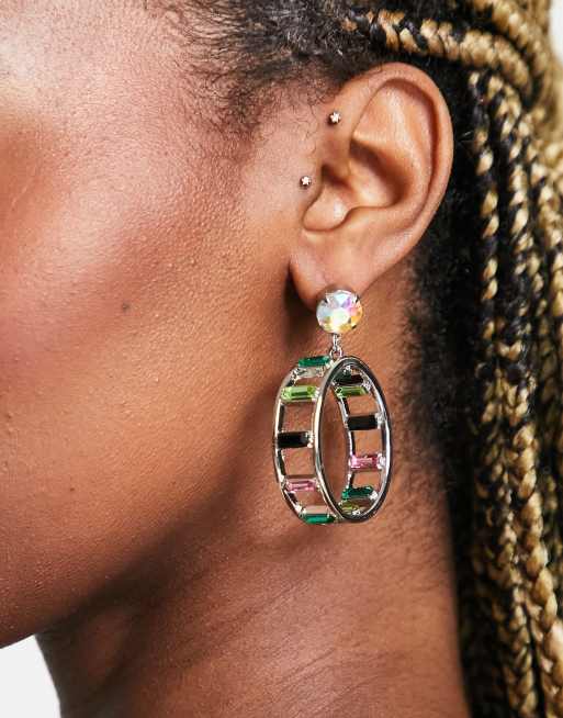 8 Other Reasons astro multicolor embellished hoops in silver