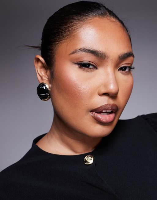 8 Other Reasons black resin stud earrings in gold