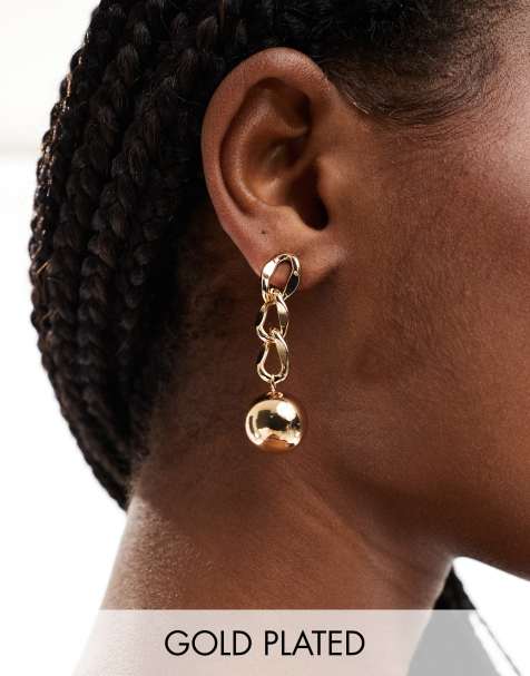 8 Other Reasons - Boucles d'oreilles à pendant boule et chaîne - Plaqué or - view 1
