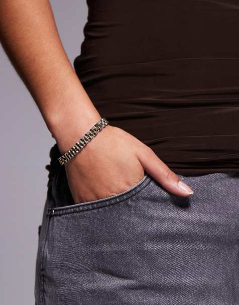 8 Other Reasons - Bracciale stile vintage placcato oro 18 k bicolore stile cinturino di orologio - view 1