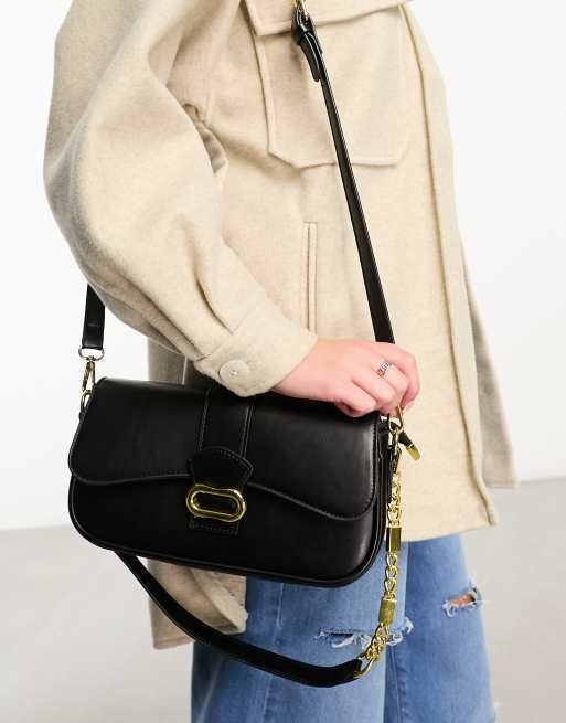 8 Other Reasons Chain Strap Shoulder Bag with Gold Hardware in Black