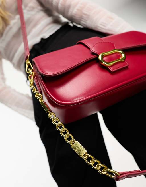 8 Other Reasons chain strap shoulder bag with gold hardware in red