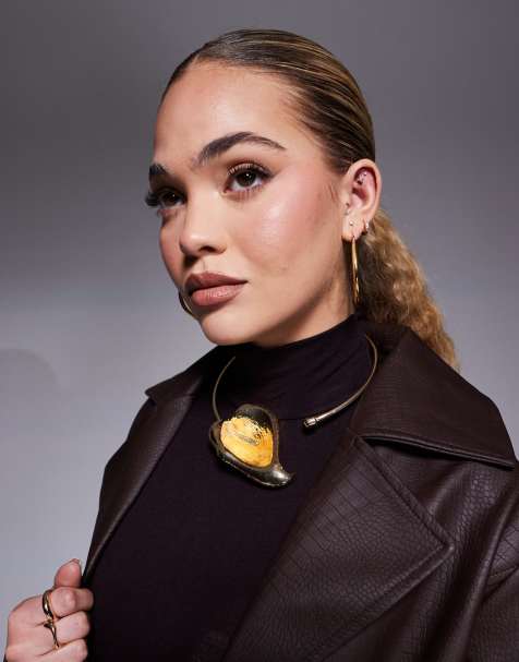 8 Other Reasons - Choker-halskæde med orkidé-design og 18 k guldbelægning - view 1