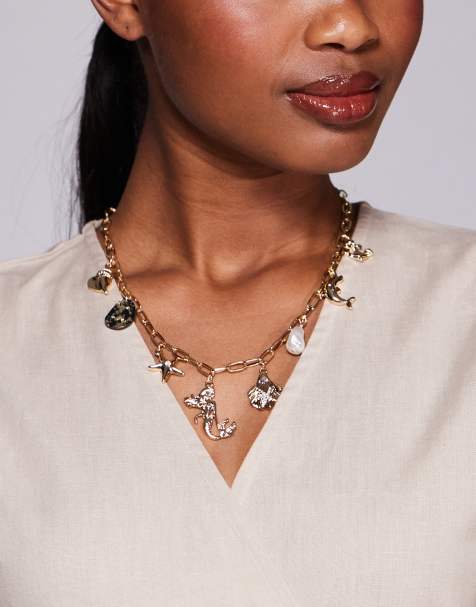 8 Other Reasons - Collana color oro con ciondoli a conchiglia e sirena - view 1