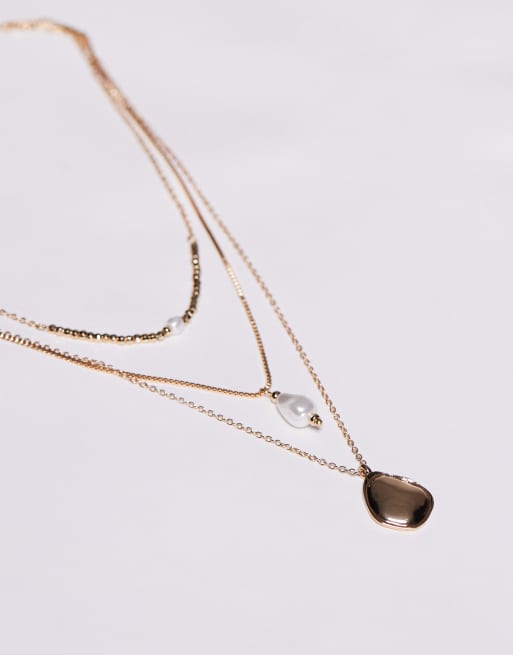 8 Other Reasons - Collana multifilo placcata oro 18 k con pendente circolare e con perle, 2 di 4