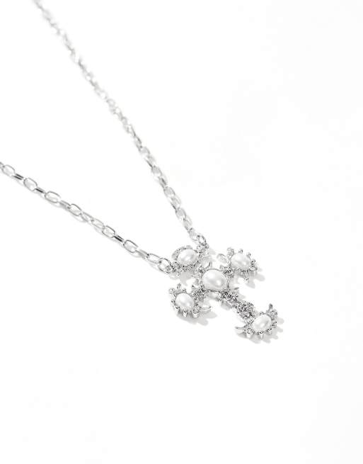 8 Other Reasons - Collana placcata rodio con ciondolo a croce grande , 3 di 4
