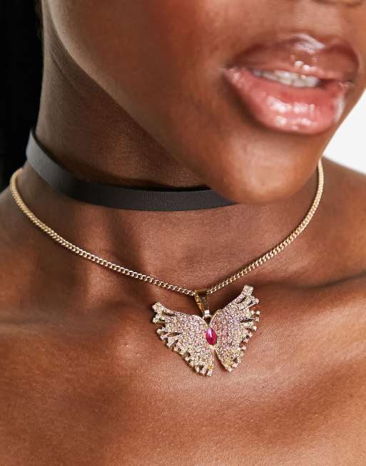 Butterfly choker necklace deals gold