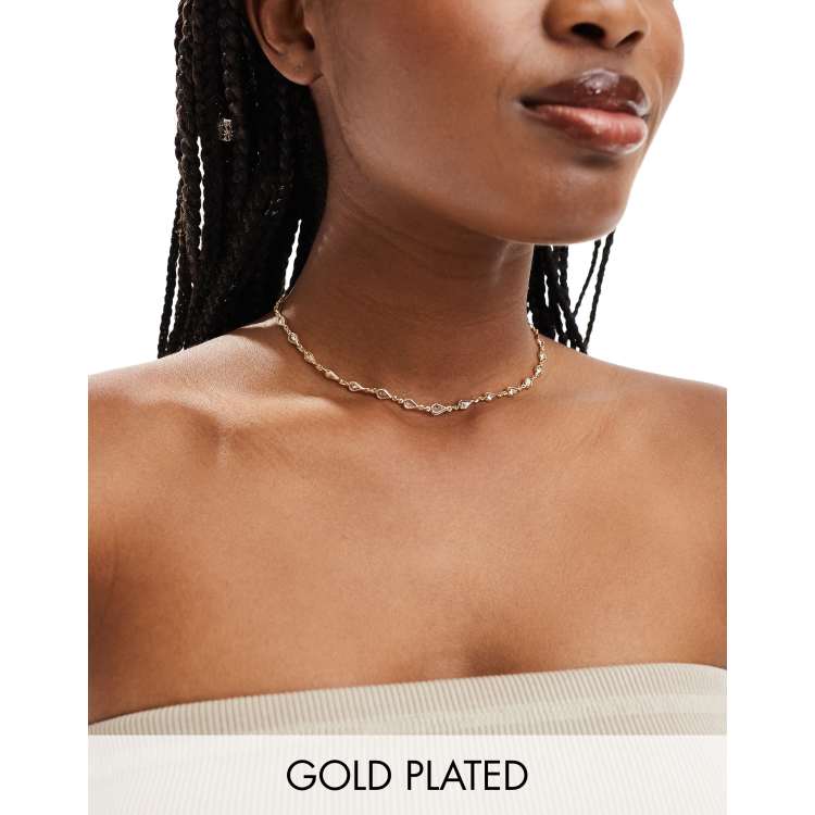 8 Other Reasons diamante chain necklace in gold plated ASOS