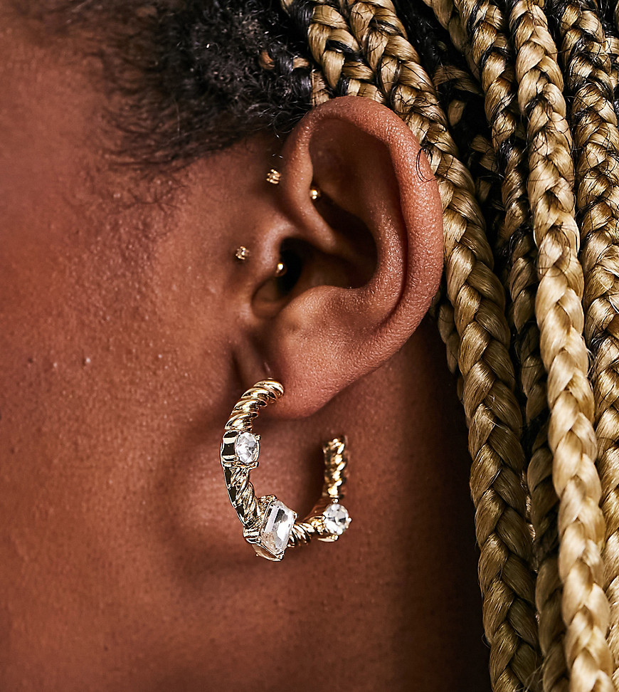 8 Other Reasons diamante hoop earrings in gold
