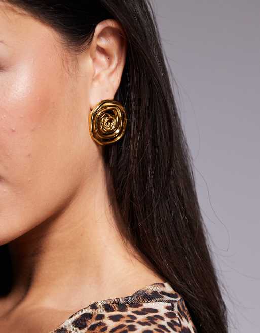Large round gold earrings outlet