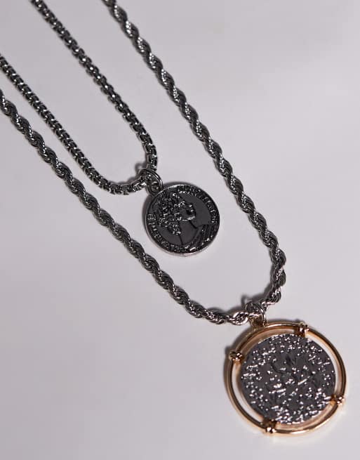 8 Other Reasons layered coin necklace in silver, 3 of 3