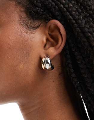 8 Other Reasons mixed metal chunky stud earrings in gold and silver-Multi